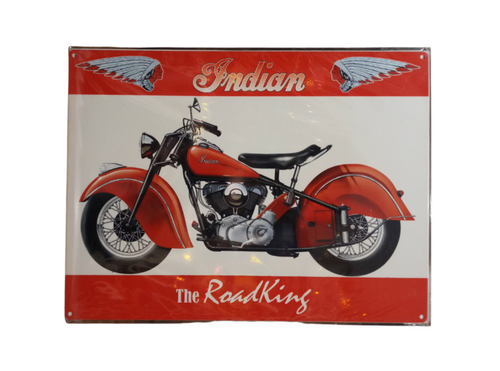 Plaque métal plate Indian - The Roadking - 30 x 40 cm.