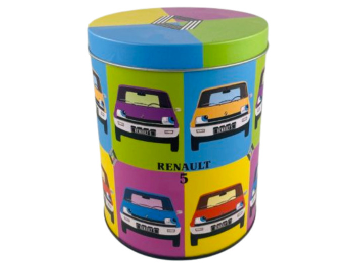 Boite métal ronde Renault R5, Pop Art - 14.2 x 11.4 cm