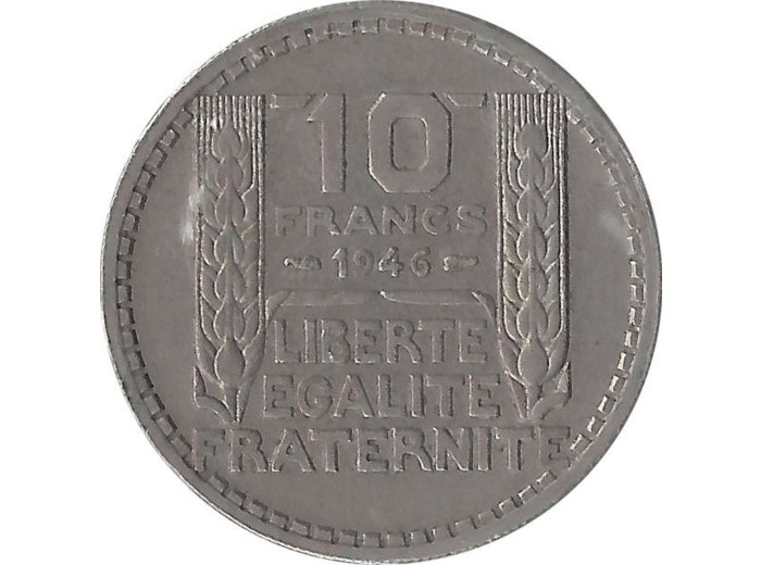 FRANCE 10 FRANCS TURIN 1946 RAMEAUX COURTS TTB