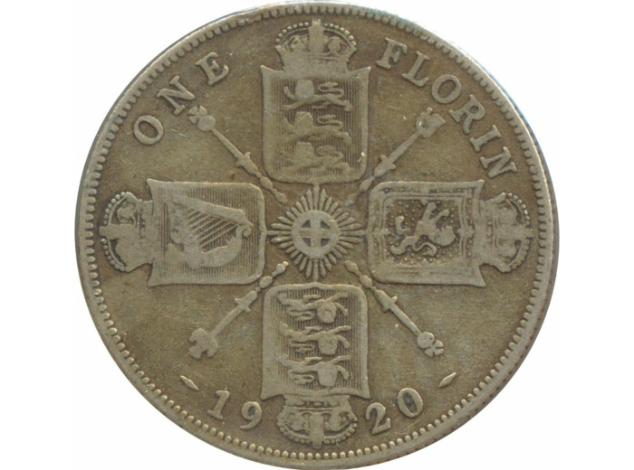 GRANDE BRETAGNE 1 FLORIN (2 SHILLING) GEORGES V 1920 TB+ N2