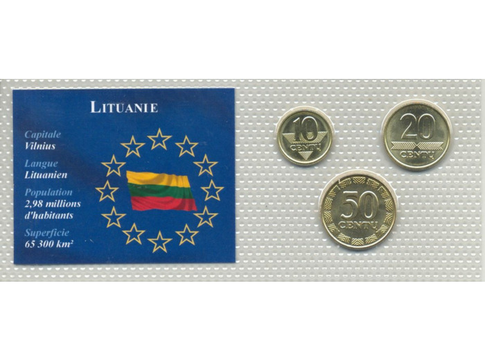 LITUANIE PLAQUETTE DE 3 MONNAIES SUP-