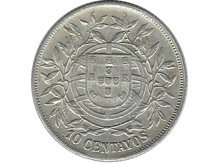 PORTUGAL 10 CENTAVOS 1915 TTB
