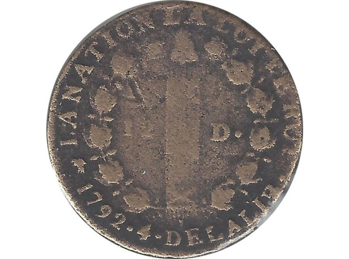 FRANCE 12 DENIERS FRANCOIS 1792 D. (Dijon) TB-