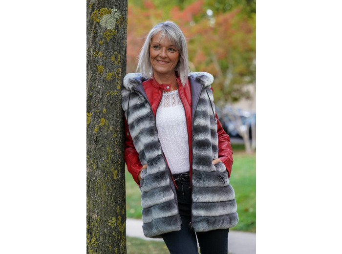 Gilet femme fourrure gris GI7001