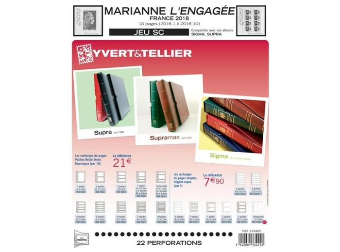 FEUILLE COMPLEMENTAIRE FRANCE SC 2018 MARIANNE ENGAGEE (avec pochettes) YVERT