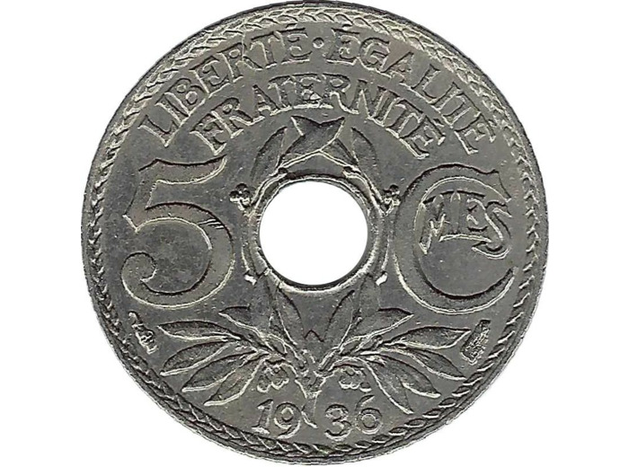 FRANCE 5 CENTIMES LINDAUER 1936 SUP-