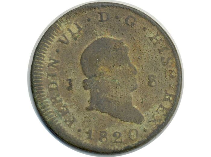 ESPAGNE 8 MARAVEDIS 1820 JA FERDINAND VII B (W491)