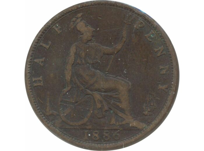 GRANDE BRETAGNE 1/2 PENNY VICTORIA 1886 TTB