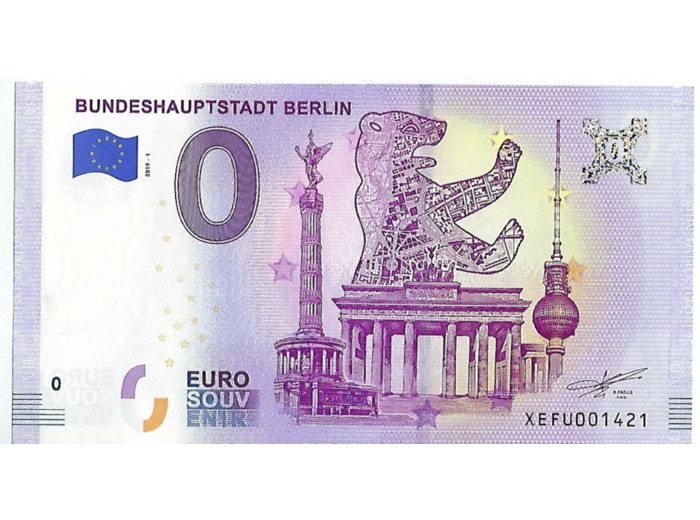 ALLEMAGNE 2019-1 BUNDESHAUPTSTADT BERLIN BILLET SOUVENIR 0 EURO TOURISTIQUE