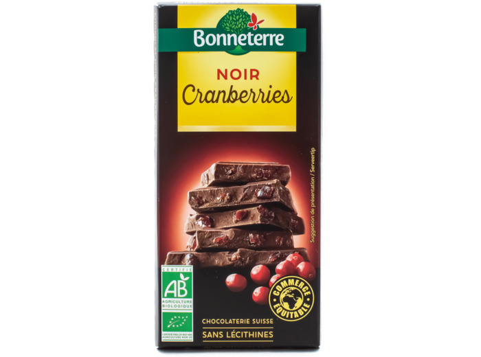 Chocolat Noir aux Cranberries Bio 100g