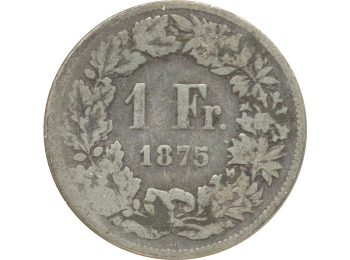 SUISSE 1 FRANC 1875 B TB