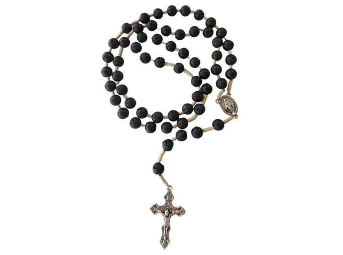 Chapelet sur Corde 8mm en pierre véritable- Lave