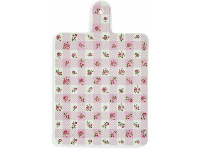 ISABELLE ROSE Planche à découper HOLLY en porcelaine blanche et rose 23x15 cm