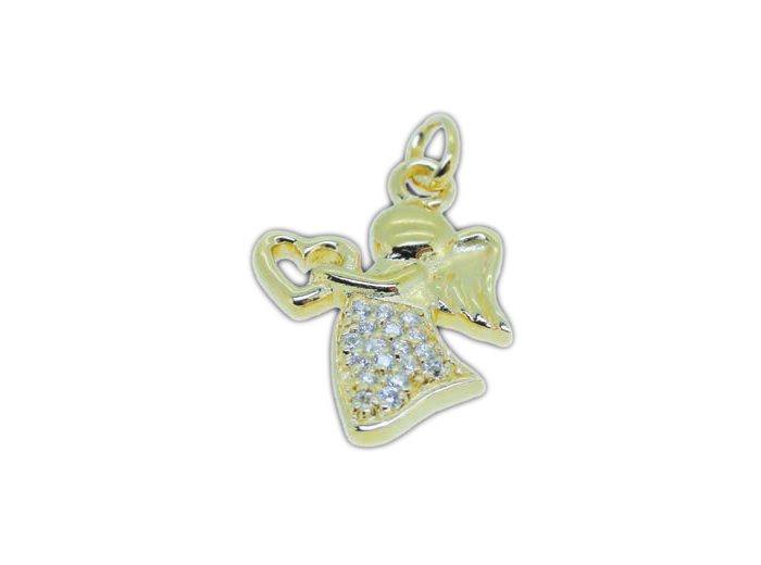 Pendentif en Plaqué Or - ANGE COEUR 20mm