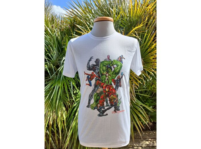 Tee-shirt blanc - Avengers - DG'S Gravure
