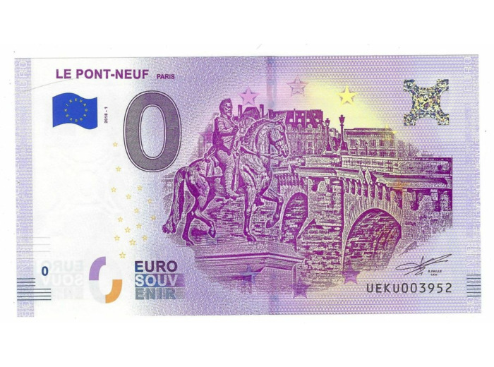 75 PARIS 2018-1 LE PONT NEUF BILLET SOUVENIR 0 EURO TOURISTIQUE NEUF