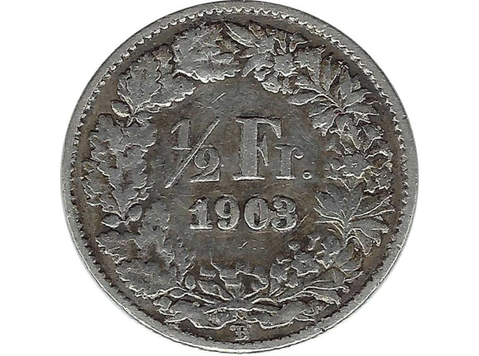 SUISSE 1/2 FRANC 1903 B TB+