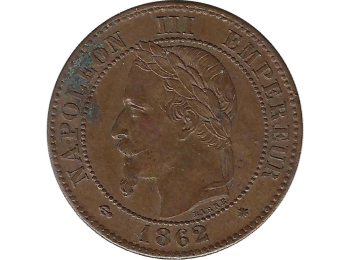 FRANCE 2 CENTIMES NAPOLEON III 1862 A (Paris) SUP taches