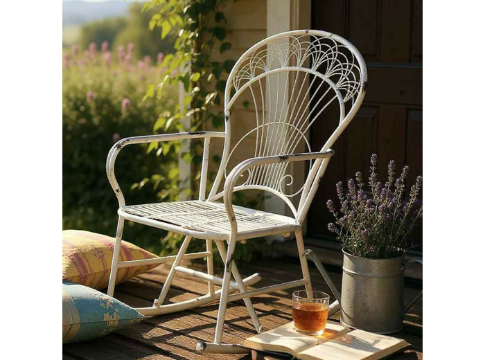 Rocking chair blanche 60x79x104cm