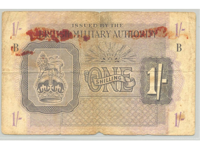 GRANDE BRETAGNE  BRITISH MILITARY AUTORITY 1 SCHILLING 1943 SERIE B TB
