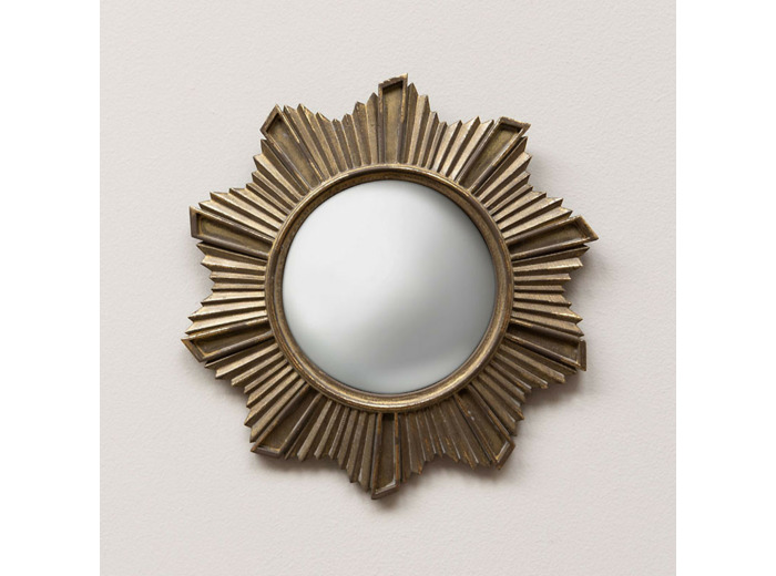 Miroir Convexe Halo Campagne résine doré 20x20cm