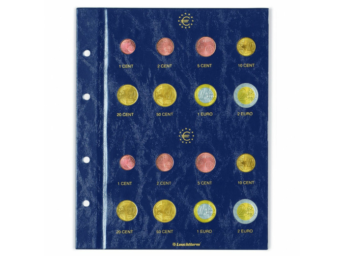 FEUILLES NUMISMATIQUES VISTA EURO NEUTRES POUR 2 SERIES PAR FEUILLE