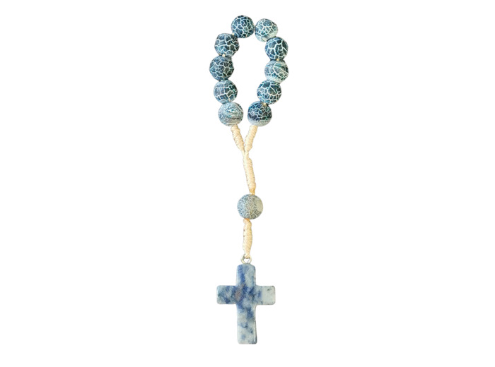 Dizainier Sur Corde 8mm en pierre véritable- Agate Bleue craquelée