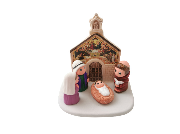 CRECHE en céramique BLOC 8x7cm- ASSISE