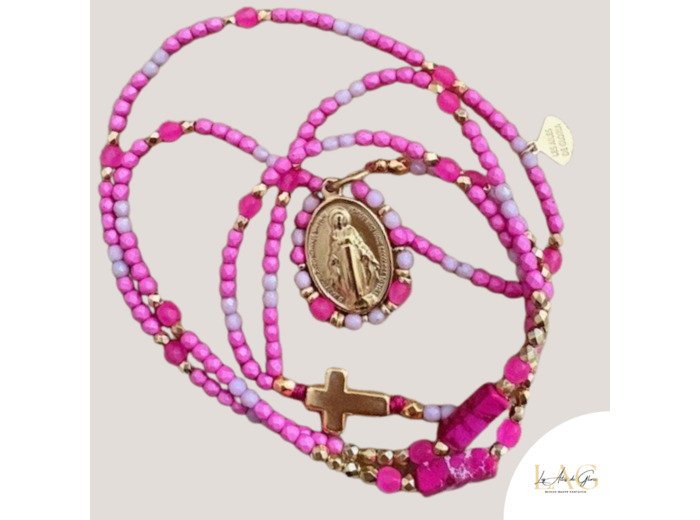 COLLIER CHAPELET ROSÉA SACRÉE