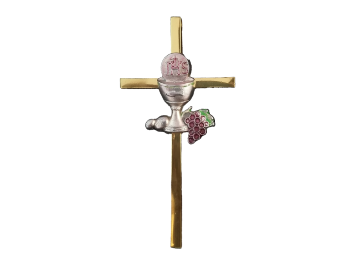 Croix de Communion en Métal Doré et Argenté 10x5cm