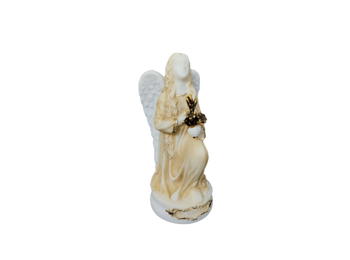 St Gabriel - Statue en albâtre 15cm - Beige et or