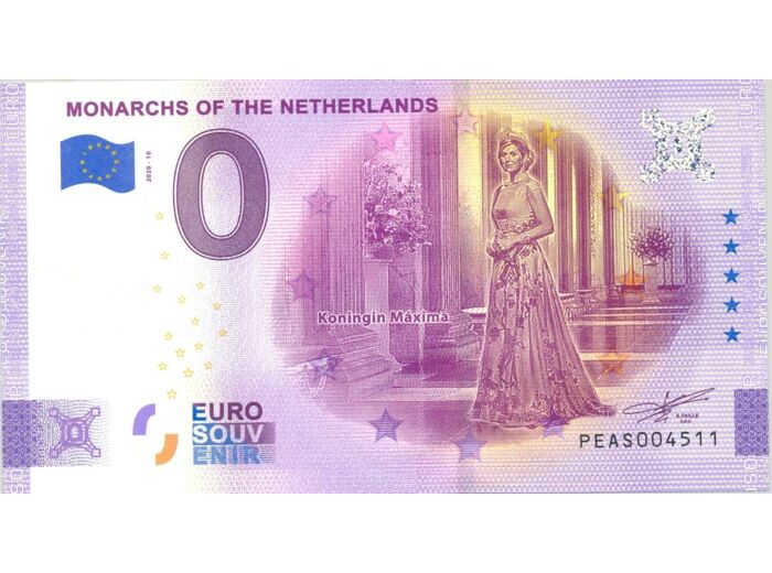 PAYS BAS 2020-10 MONARCHS OF THE NETHERLANDS ANNIVERSAIRE BILLET SOUVENIR 0 EURO