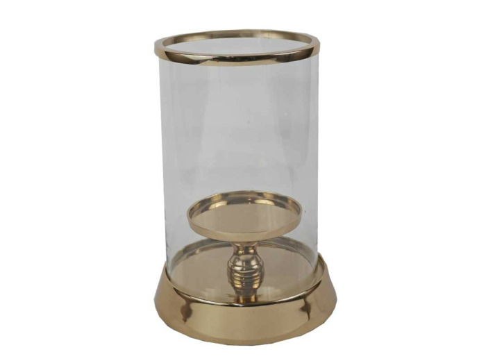 Photophore doré aluminium 24x24x35cm