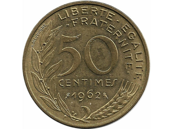 FRANCE 50 CENTIMES LAGRIFFOUL 1962 3 plis TTB