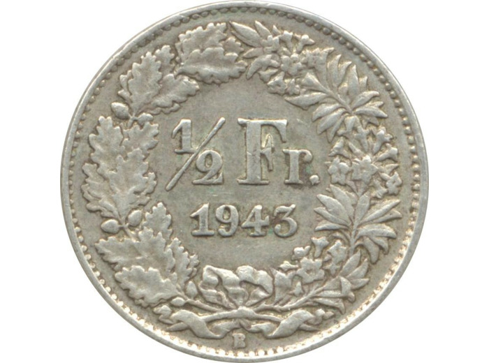 SUISSE 1/2 FRANC 1943 B TTB