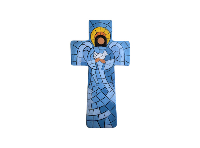 Croix en céramique 15x10cm - ANGE COLOMBE