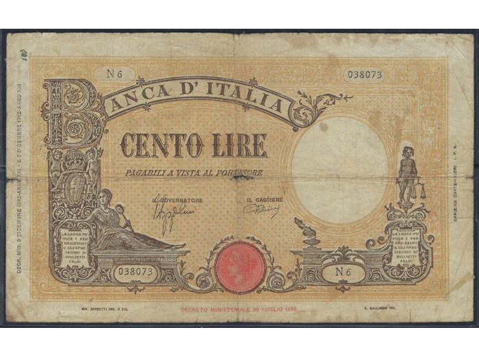 ITALIE 100 LIRES 9 DECEMBRE 1942 SERIE N6 TB