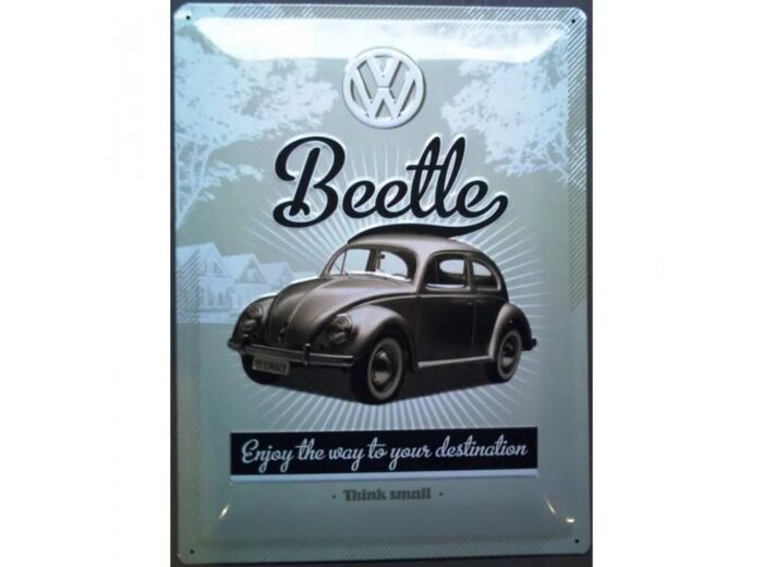 Plaque métal VW BEETLE, 30x40 cm. Nostalgic Art.