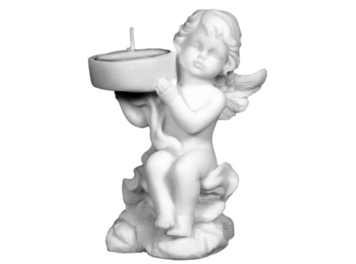 Statue en albâtre 10cm - ANGE BOUGEOIR Blanc
