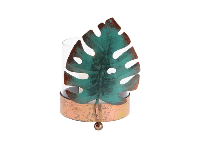 Photophore feuille de palmier 9x13cm