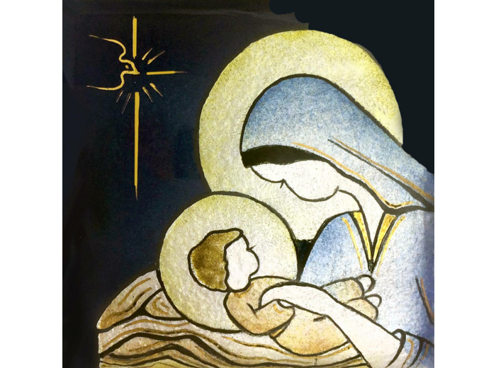 Vierge aux langes 8,1X8,1cm - EMAUX DU LIBAN