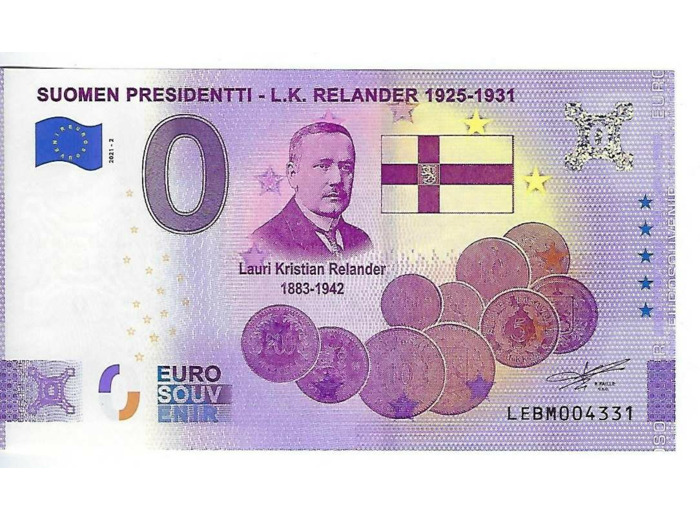 FINLANDE 2021-2 PRESIDENTTI L-K RELANDER 1925-1931 (ANNIVERSAIRE) BILLET 0 EURO