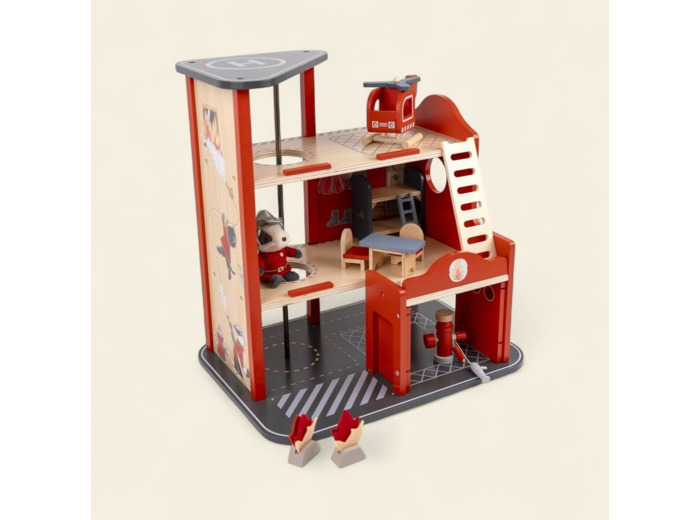 Maison de poupée avec peluche miniature - caserne de pompiers