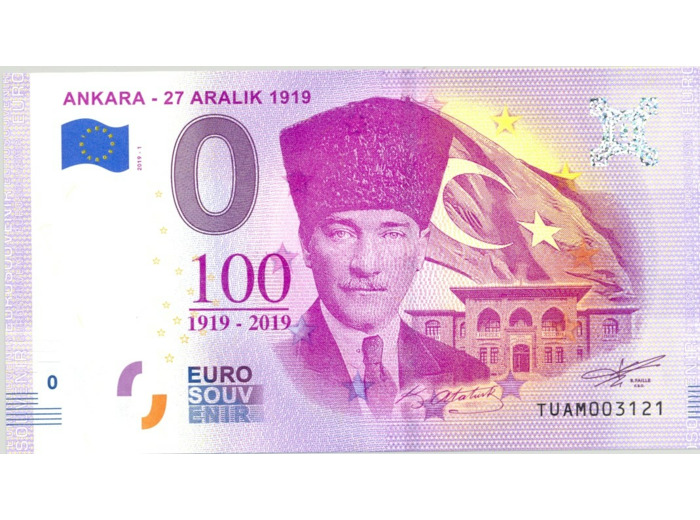 TURQUIE 2019-1 ANKARA 27 ARALIK 1919 BILLET SOUVENIR 0 EURO TOURISTIQUE NEUF