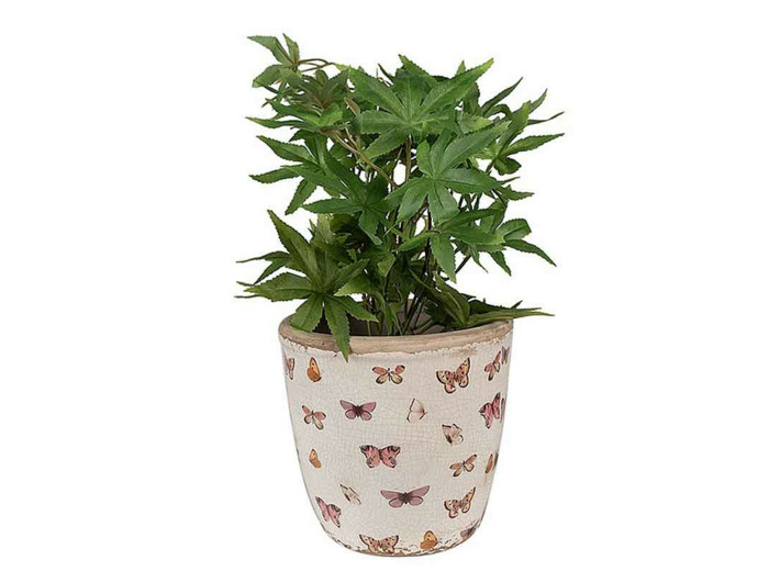 Pot de fleurs beige rose céramique 16x16x16cm