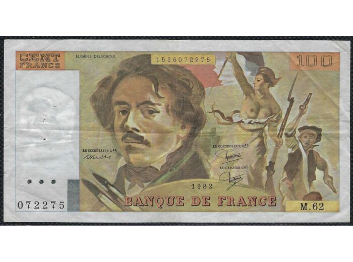 FRANCE 100 FRANCS DELACROIX 1982 SERIE M.62 TTB+