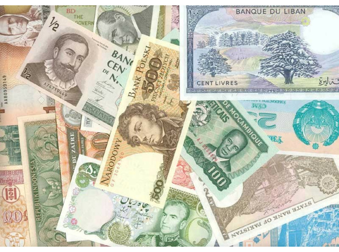 BILLET MONDE LOT DE 100 BILLETS differents de TB a NEUF