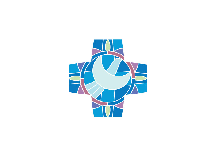 Croix Esprit Saint bleue 9x9cm