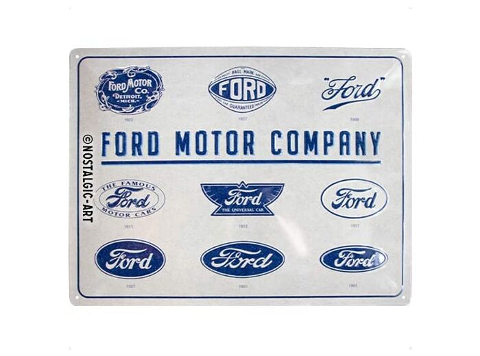 Plaque métal FORD - Logo Evolution - 30 x 40.