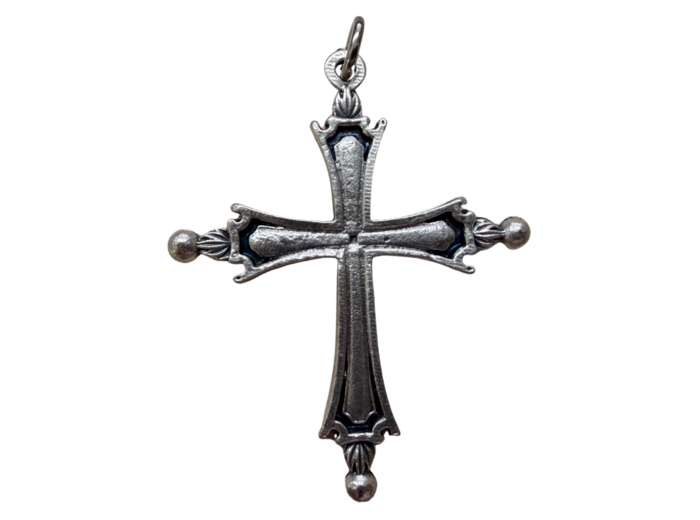 Croix du Pape 40mm en Métal Argenté
